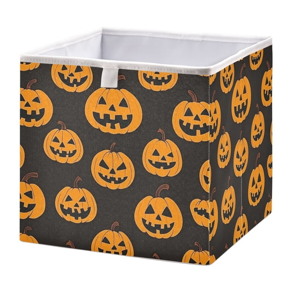Foldable Fabric Storage Bin Home Cubes Clothing Organizer Bins Large Collapsible Box Basket for Home Organizer Halloween Pumpkin Seamless Pattern