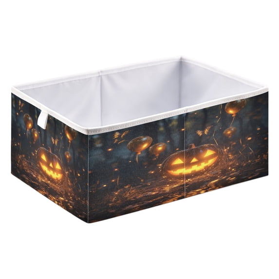 Foldable Fabric Storage Bin Home Cubes Clothing Organizer Bins Large Collapsible Box Basket for Home Organizer Halloween Pumpkin and Balloon