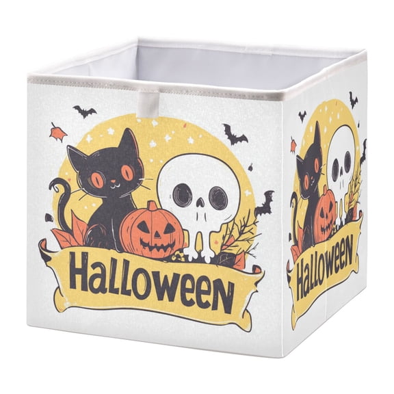 Foldable Fabric Storage Bin Home Cubes Clothing Organizer Bins Large Collapsible Box Basket for Home Organizer Halloween-themed Logo