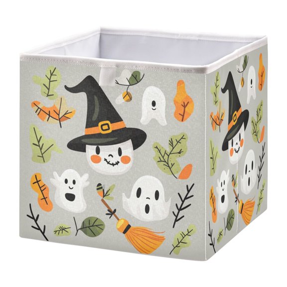 Foldable Fabric Storage Bin Home Cubes Clothing Organizer Bins Large Collapsible Box Basket for Home Organizer Halloween-themed Vector Elements
