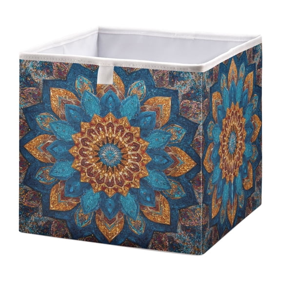 Foldable Fabric Storage Bin Home Cubes Clothing Organizer Bins Large Collapsible Box Basket for Home Organizer Intricate Geometric Shapes