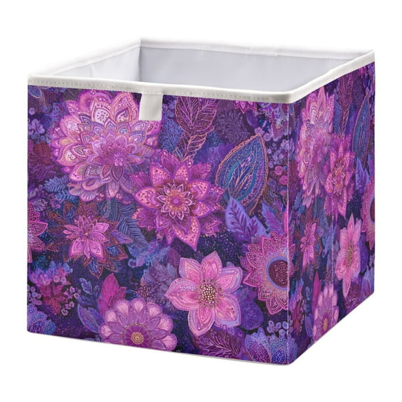 Foldable Fabric Storage Bin Home Cubes Clothing Organizer Bins Large Collapsible Box Basket for Home Organizer Lavender Bohemian Pattern