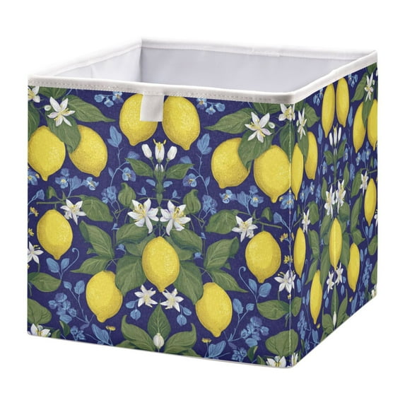 Foldable Fabric Storage Bin Home Cubes Clothing Organizer Bins Large Collapsible Box Basket for Home Organizer Lemon Pattern