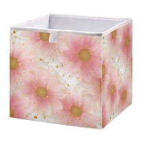 Foldable Fabric Storage Bin Home Cubes Clothing Organizer Bins Large Collapsible Box Basket for Home Organizer Light Pink Daisies