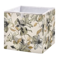Foldable Fabric Storage Bin Home Cubes Clothing Organizer Bins Large Collapsible Box Basket for Home Organizer Lily Motifs Pattern