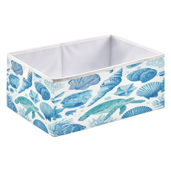Foldable Fabric Storage Bin Home Cubes Clothing Organizer Bins Large Collapsible Box Basket for Home Organizer Marine Organismsd