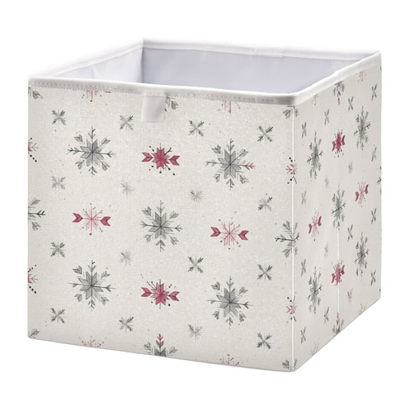 Foldable Fabric Storage Bin Home Cubes Clothing Organizer Bins Large Collapsible Box Basket for Home Organizer Minimalist Line Snowflakes and Stars