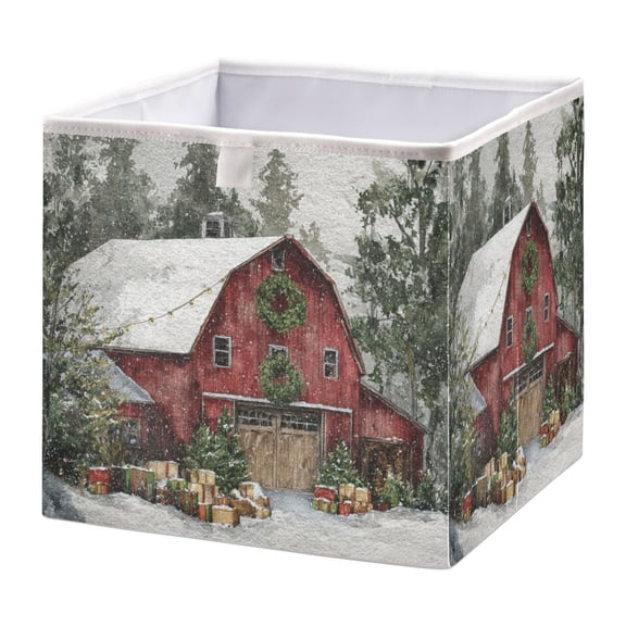 Foldable Fabric Storage Bin Home Cubes Clothing Organizer Bins Large Collapsible Box Basket for Home Organizer Old Red Barn