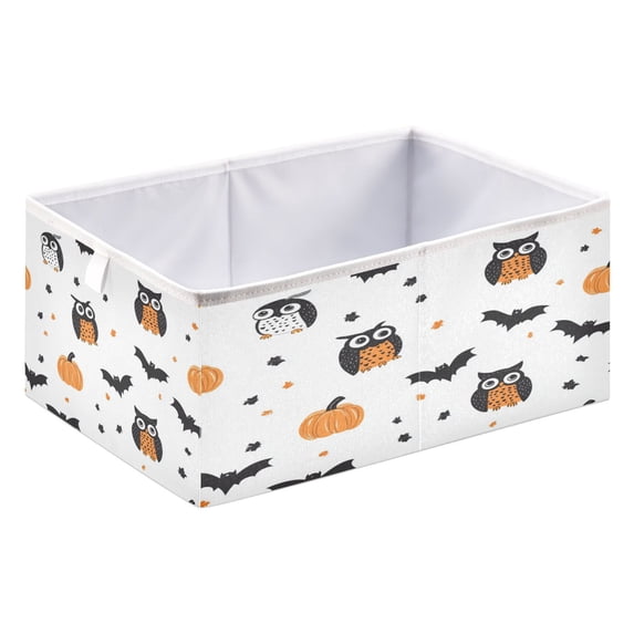 Foldable Fabric Storage Bin Home Cubes Clothing Organizer Bins Large Collapsible Box Basket for Home Organizer Owls and Pumpkins