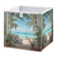 thumbnail image 1 of Foldable Fabric Storage Bin Home Cubes Clothing Organizer Bins Large Collapsible Box Basket for Home Organizer Palm Trees and Ocean, 1 of 7