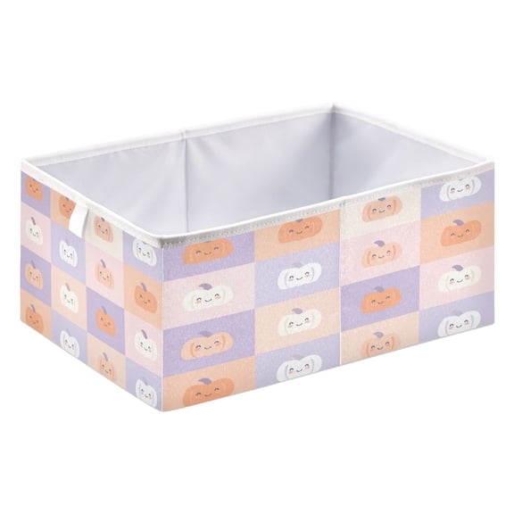 Foldable Fabric Storage Bin Home Cubes Clothing Organizer Bins Large Collapsible Box Basket for Home Organizer Pastel Colors Smiley Pumpkin