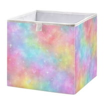 Foldable Fabric Storage Bin Home Cubes Clothing Organizer Bins Large Collapsible Box Basket for Home Organizer Pastel Rainbow Tie-dye
