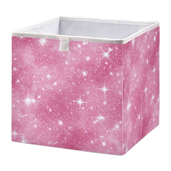 Foldable Fabric Storage Bin Home Cubes Clothing Organizer Bins Large Collapsible Box Basket for Home Organizer Pink Glitter Background