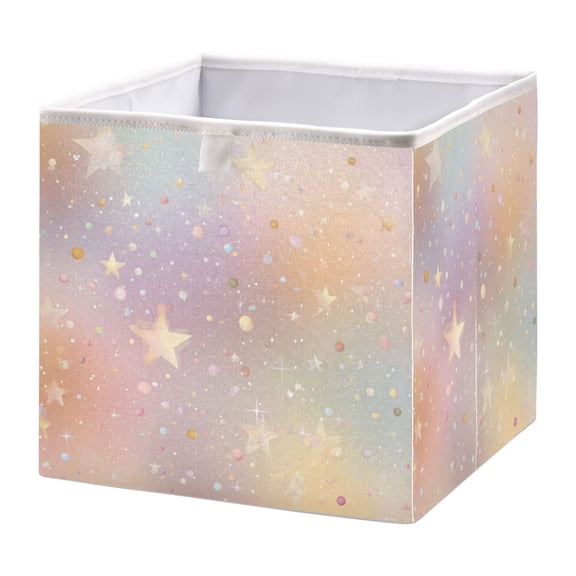 Foldable Fabric Storage Bin Home Cubes Clothing Organizer Bins Large Collapsible Box Basket for Home Organizer Rainbow-colored Stars and Dots