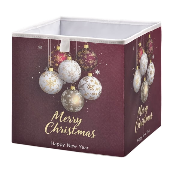 Foldable Fabric Storage Bin Home Cubes Clothing Organizer Bins Large Collapsible Box Basket for Home Organizer Red Christmas Elements