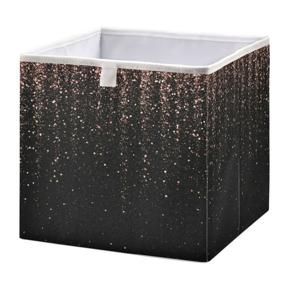 Foldable Fabric Storage Bin Home Cubes Clothing Organizer Bins Large Collapsible Box Basket for Home Organizer Rose Gold Glitter