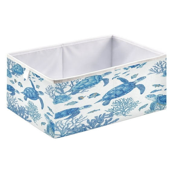 Foldable Fabric Storage Bin Home Cubes Clothing Organizer Bins Large Collapsible Box Basket for Home Organizer Sea Turtles and Coral Reefs