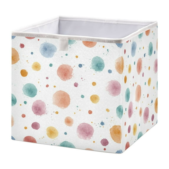 Foldable Fabric Storage Bin Home Cubes Clothing Organizer Bins Large Collapsible Box Basket for Home Organizer Small Watercolor Splashes and Dots