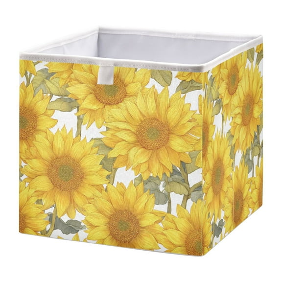 Foldable Fabric Storage Bin Home Cubes Clothing Organizer Bins Large Collapsible Box Basket for Home Organizer Sunflowers Pattern