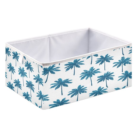 Foldable Fabric Storage Bin Home Cubes Clothing Organizer Bins Large Collapsible Box Basket for Home Organizer Teal Palm Tree Pattern