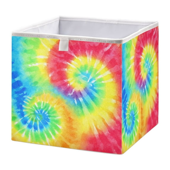 Foldable Fabric Storage Bin Home Cubes Clothing Organizer Bins Large Collapsible Box Basket for Home Organizer Tie-dyed Colorful Spiral Pattern