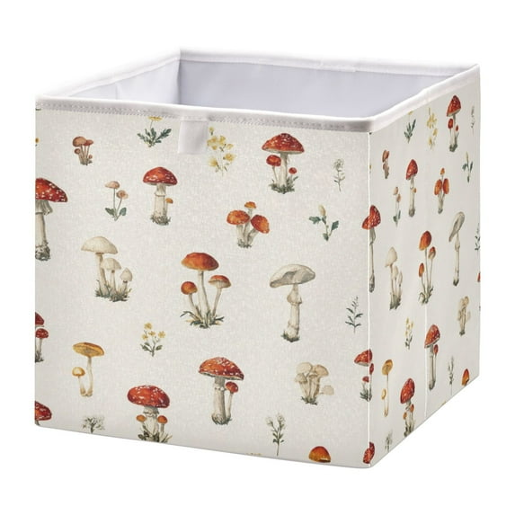 Foldable Fabric Storage Bin Home Cubes Clothing Organizer Bins Large Collapsible Box Basket for Home Organizer Watercolor Mushrooms Pattern