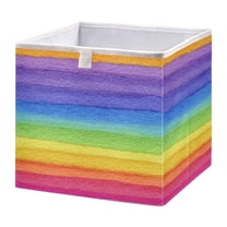 Foldable Fabric Storage Bin Home Cubes Clothing Organizer Bins Large Collapsible Box Basket for Home Organizer Watercolor Rainbow Colors
