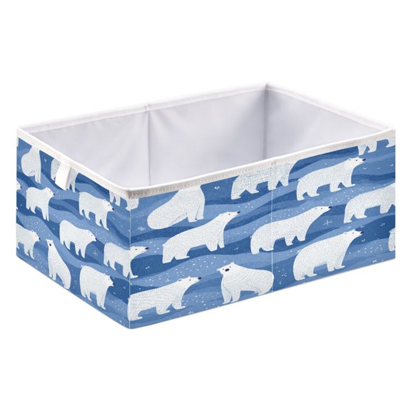 Foldable Fabric Storage Bin Home Cubes Clothing Organizer Bins Large Collapsible Box Basket for Home Organizer White Polar Bears Pattern