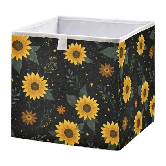 Foldable Fabric Storage Bin Home Cubes Clothing Organizer Bins Large Collapsible Box Basket for Home Organizer Yellow Sunflower Pattern