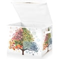 thumbnail image 1 of Foldable Fabric Storage Bin With Handle Collapsible Basket Box Storage With Lid Organizer 4 Seasons Tree, 1 of 7
