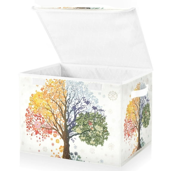 Foldable Fabric Storage Bin With Handle Collapsible Basket Box Storage With Lid Organizer A Beautiful Artwork