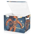 thumbnail image 1 of Foldable Fabric Storage Bin With Handle Collapsible Basket Box Storage With Lid Organizer A Retro-futuristic Style, 1 of 7