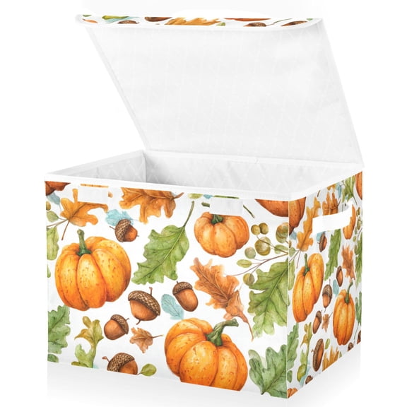 Foldable Fabric Storage Bin With Handle Collapsible Basket Box Storage With Lid Organizer Acorns