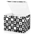 thumbnail image 1 of Foldable Fabric Storage Bin With Handle Collapsible Basket Box Storage With Lid Organizer Black and White Small Hearts, 1 of 7
