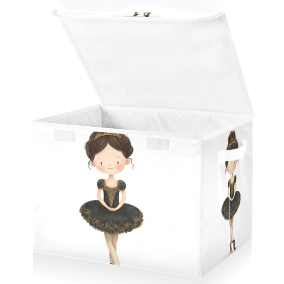 Foldable Fabric Storage Bin With Handle Collapsible Basket Box Storage With Lid Organizer Brown-haired