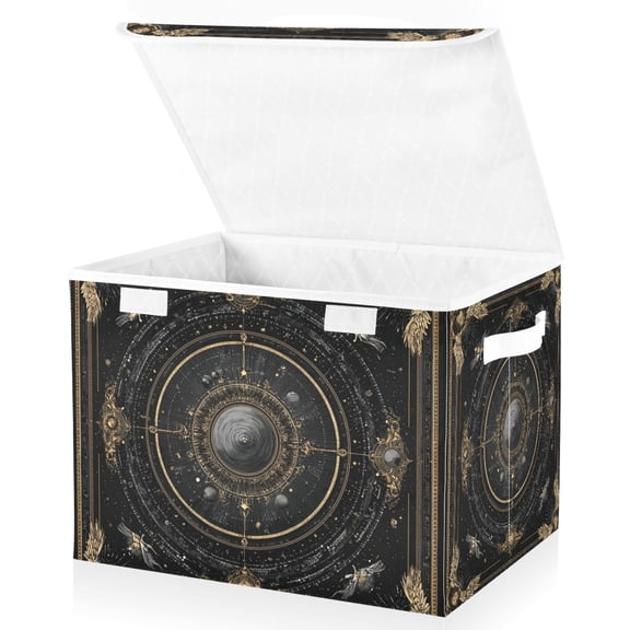 Foldable Fabric Storage Bin With Handle Collapsible Basket Box Storage With Lid Organizer Celestial Map Of The Universe
