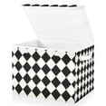 thumbnail image 1 of Foldable Fabric Storage Bin With Handle Collapsible Basket Box Storage With Lid Organizer Classic Black and White, 1 of 7