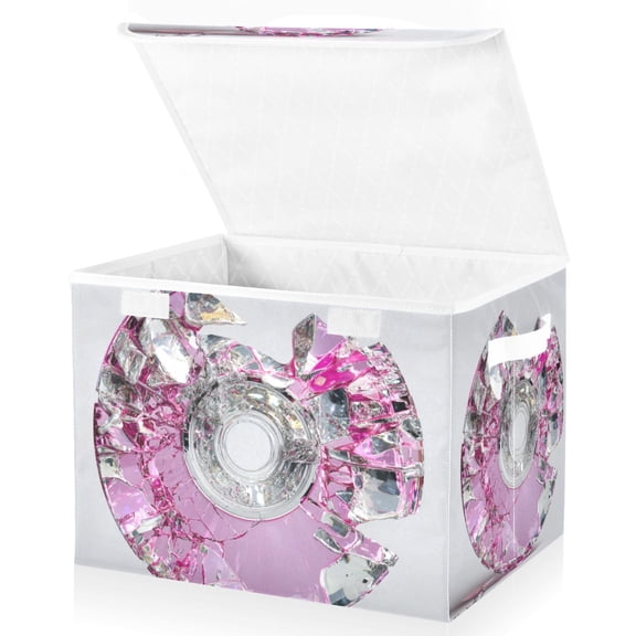 Foldable Fabric Storage Bin With Handle Collapsible Basket Box Storage With Lid Organizer Damaged Cd