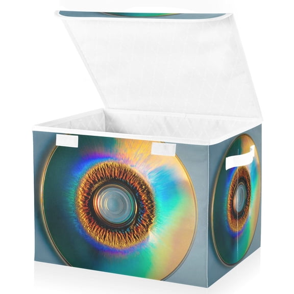 Foldable Fabric Storage Bin With Handle Collapsible Basket Box Storage With Lid Organizer Empty Cd