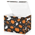 thumbnail image 1 of Foldable Fabric Storage Bin With Handle Collapsible Basket Box Storage With Lid Organizer Ghostly Faces, 1 of 7