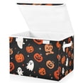 thumbnail image 1 of Foldable Fabric Storage Bin With Handle Collapsible Basket Box Storage With Lid Organizer Halloween Icons, 1 of 7