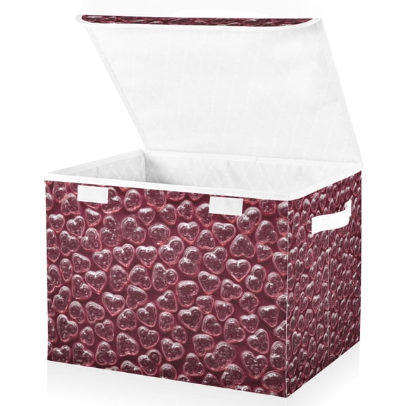 Foldable Fabric Storage Bin With Handle Collapsible Basket Box Storage With Lid Organizer Heart-shaped Plastic Bubble Wrap
