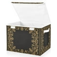 thumbnail image 1 of Foldable Fabric Storage Bin With Handle Collapsible Basket Box Storage With Lid Organizer Intricate Baroque-style Designs, 1 of 7