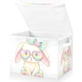 thumbnail image 1 of Foldable Fabric Storage Bin With Handle Collapsible Basket Box Storage With Lid Organizer Kawaii Pastel Bunny, 1 of 7