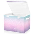 thumbnail image 1 of Foldable Fabric Storage Bin With Handle Collapsible Basket Box Storage With Lid Organizer Pastel Glitter, 1 of 7