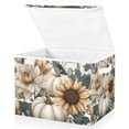 thumbnail image 1 of Foldable Fabric Storage Bin With Handle Collapsible Basket Box Storage With Lid Organizer Pumpkin Sunflowers, 1 of 7