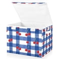 thumbnail image 1 of Foldable Fabric Storage Bin With Handle Collapsible Basket Box Storage With Lid Organizer Red Cherries, 1 of 7