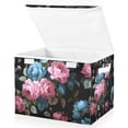 thumbnail image 1 of Foldable Fabric Storage Bin With Handle Collapsible Basket Box Storage With Lid Organizer Rococo Roses, 1 of 7