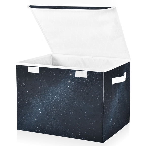 Foldable Fabric Storage Bin With Handle Collapsible Basket Box Storage With Lid Organizer Starry Night Sky