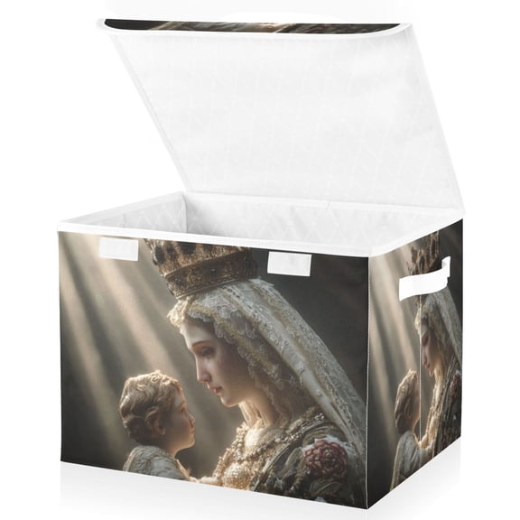 Foldable Fabric Storage Bin With Handle Collapsible Basket Box Storage With Lid Organizer The Divine Light